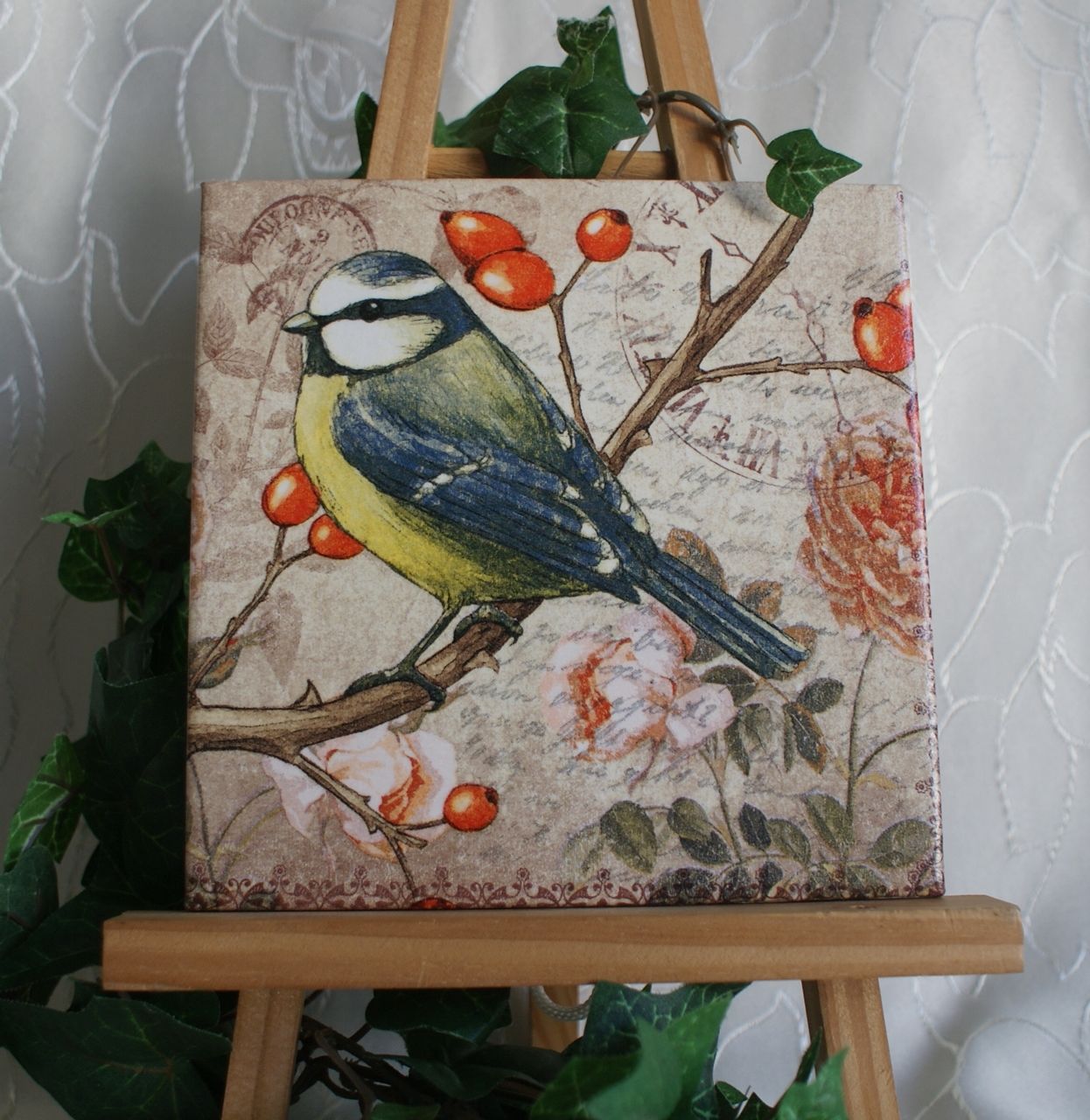 Geburtstagskarte Blaumeise – 15x15 Cm, Aquarell-Design, Auf Strukturiertem Karton, Mit Weißem Umschlag